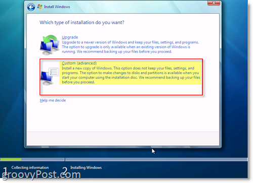 Windows 7 Installationsalternativ 