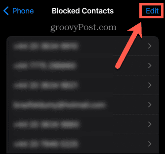 iphone redigera blockerade kontakter