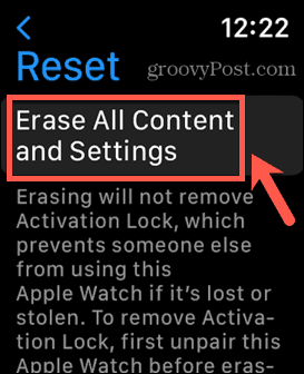 Apple Watch raderar allt innehåll och inställningar