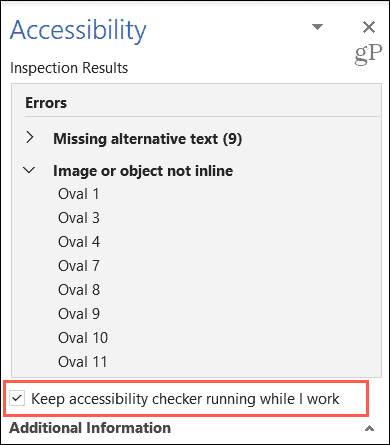 Håll Microsoft Office Accessibility Checker igång