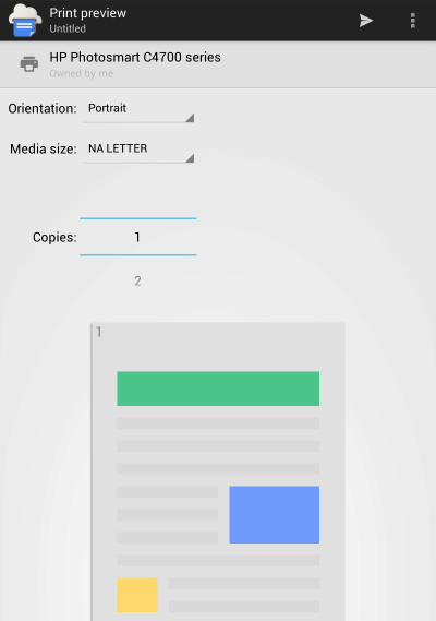 Google Cloud Print-appens förhandsgranskning