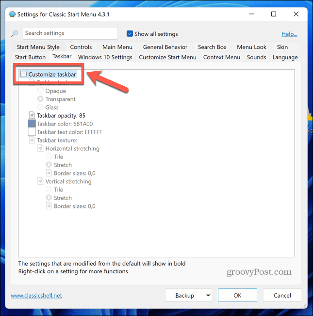 Windows 11 classic shell anpassa aktivitetsfältet