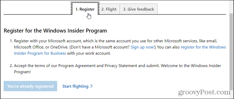 Registrera dig för Windows Insider-programmet