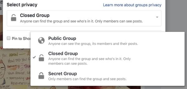 Varje Facebook-grupp kan vara offentlig, stängd eller hemlig.