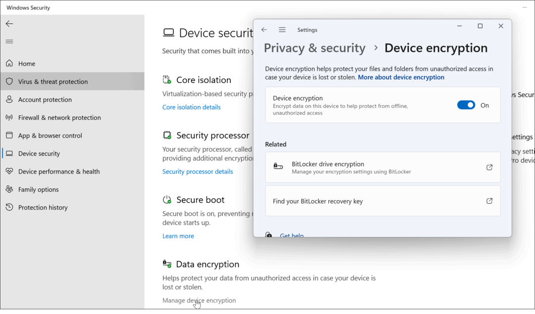 enhetskryptering använd Windows-säkerhet på Windows 11 för optimalt skydd