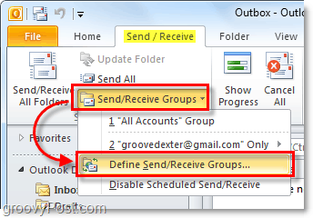 skicka mottagningsgrupper i Outlook 2010