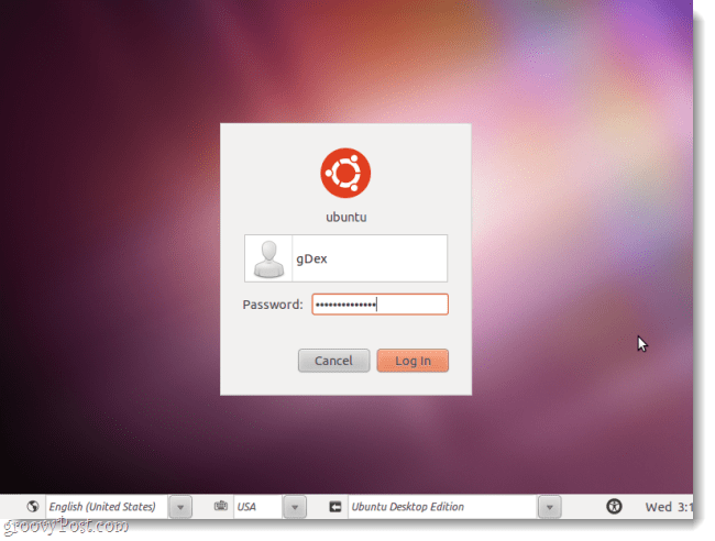 ubuntu inloggningsskärm