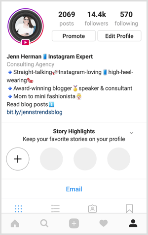 Instagram-berättelsens höjdpunkter på profilen