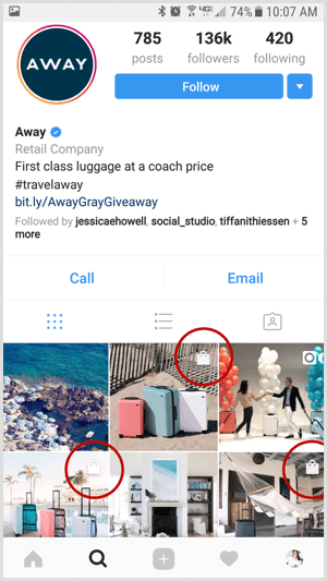 Instagram köpbar post på företagsprofil