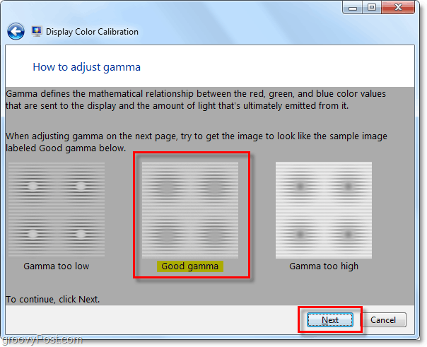 försök att matcha Windows 7 exempel gammabild