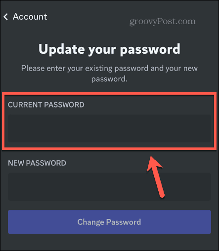 discord nuvarande lösenord