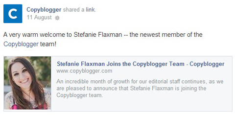 copyblogger facebook uppdatering