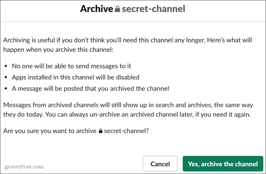 Arkivera en kanal
