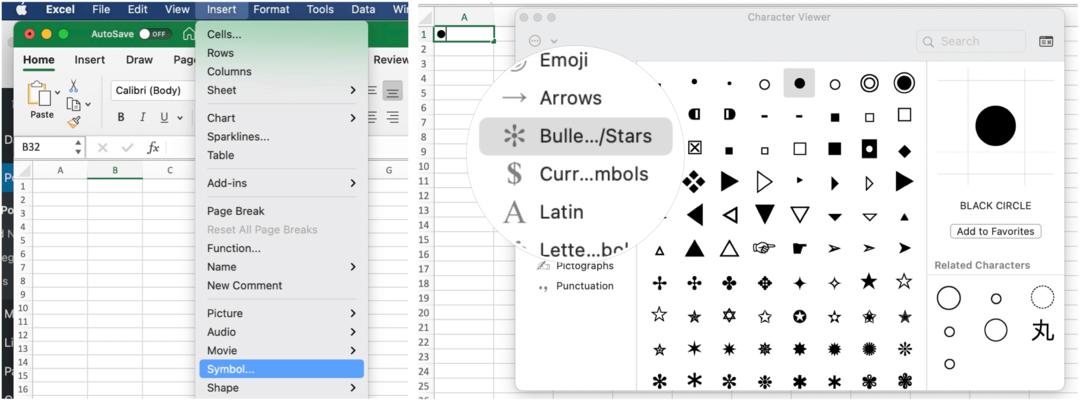 Infoga kulor i Microsoft Excel på Mac