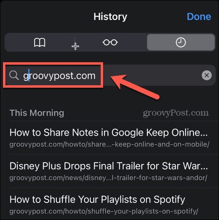safari sökhistorik iphone