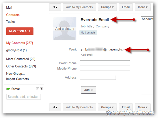 skapa Gmail-kontakt