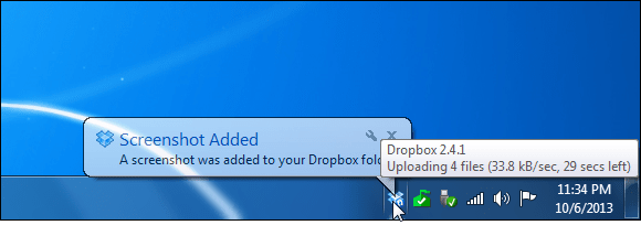 Skärmdump för Dropbox-version tillagd