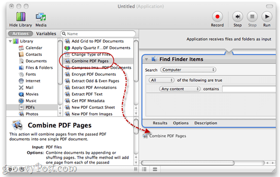 Kombinera PDF-filer med Automator i Mac OS X