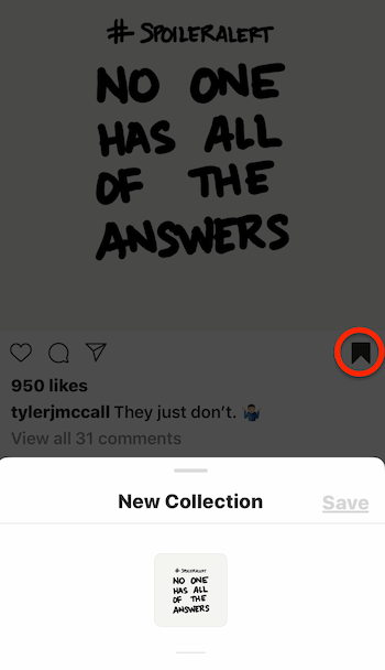 spara Instagram-inlägg i samlingen