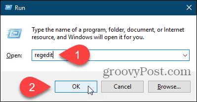 Öppna registerredigeraren med hjälp av dialogrutan Kör i Windows