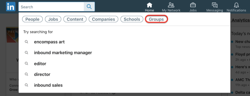 sök efter LinkedIn-grupper