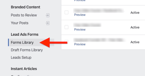 Alternativ för formulärbibliotek i Facebook Publishing Tools