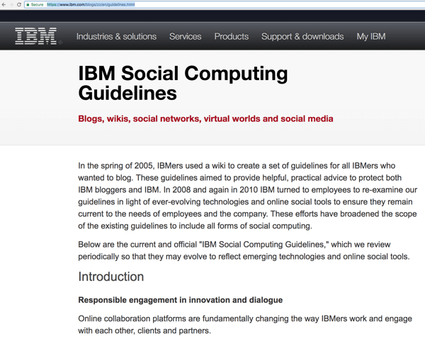 IBMs riktlinjer för sociala datorer hjälper sina anställda att engagera publiken för att öka medvetenheten och hitta leads. 