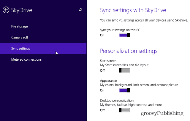 SkyDrive Sync-inställningar