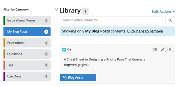Klicka på filtret Mina blogginlägg för att bara se inläggen i den kategorin.
