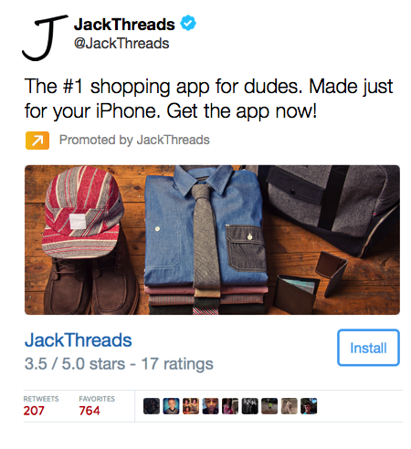 jack threads app install card tweet