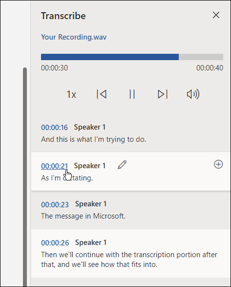 transkribera en ljudfil till Microsoft till Word