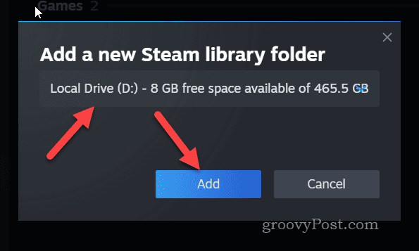 Lägg till en ny Steam-biblioteksenhet