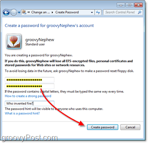 hur man skapar ett nytt lösenord för ett Windows 7-användarkonto