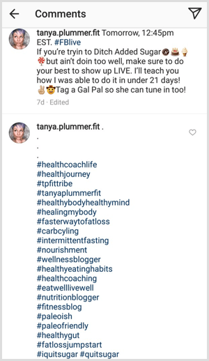 exempel på Instagram-inlägg med flera hashtags