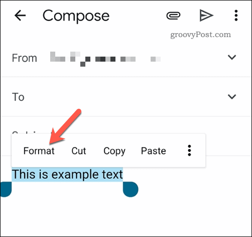 Formatera vald text i Gmail-appen på mobilen
