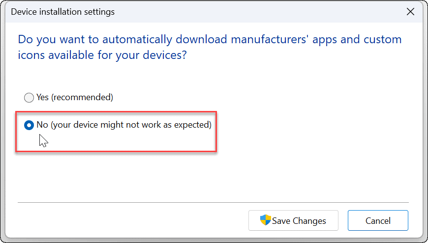 Inaktivera automatisk drivrutinsinstallation på Windows 11