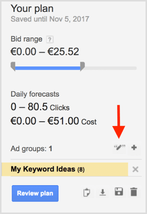 Google AdWords Keyword Planner matchningstyp