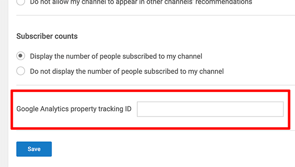 Google Analytics hur man ansluter fastighetsspårnings-ID till YouTube-kanal steg 2