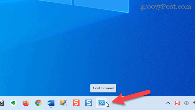 Kontrollpanelen i Aktivitetsfältet i Windows 11