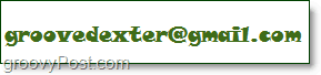 groovedexters e-postadress visas som en bild till exempel