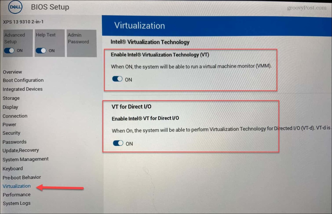 BIOS Aktivera virtualisering