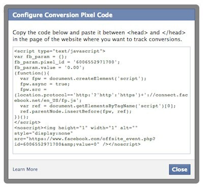 facebook konvertering pixelkod