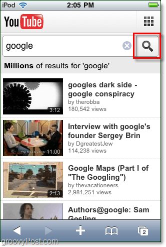 youtube mobil sökning iphone