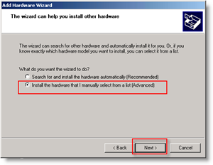 Windows Lägg till hårdvara manuellt installera Advanced Bullet