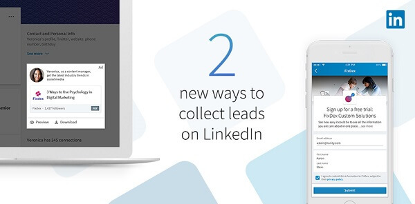 LinkedIn lanserade två nya sätt att samla in leads med LinkedIn's nya Lead Gen-formulär för sponsrat innehåll.
