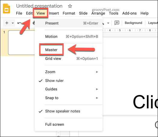 Åtkomst till Master Slide i Google Slides