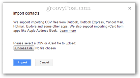 importerar flera csv-kontakter i Google Mail