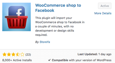Välj och aktivera plugin-programmet WooCommerce Shop to Facebook.