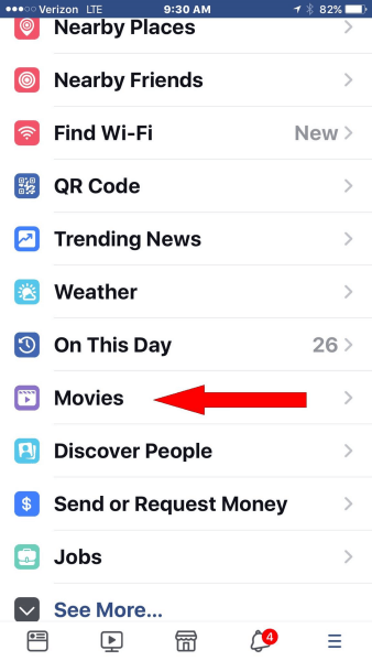 Facebook lägger till dedikerade filmer i huvudnavigeringsmenyn i mobilappen.