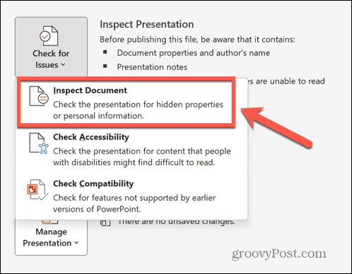 powerpoint inspektera dokument